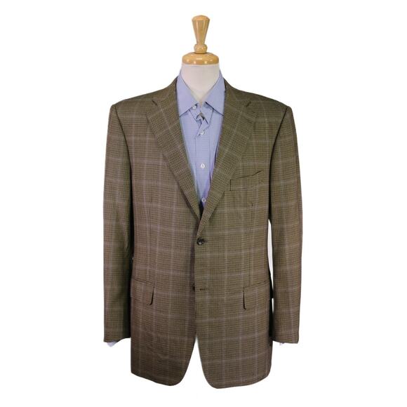 Tai Pan Row Bespoke Custom Tailored Brown Black Check Wool Sportcoat Blazer 42R - Picture 1 of 9